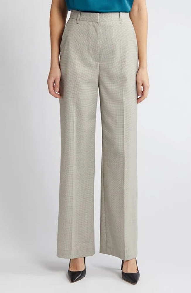 BOSS Tikela Virgin Wool Wide Leg Pants Light Beige Windowpane at Nordstrom,