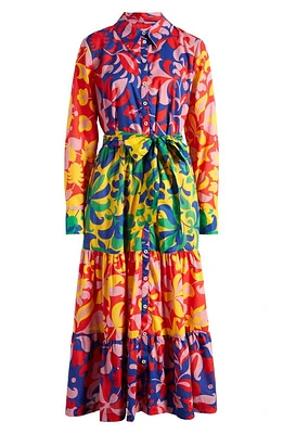 Boden Paisley Tiered Shirtdress in Abstract Tulip Hotch at Nordstrom, Size 8