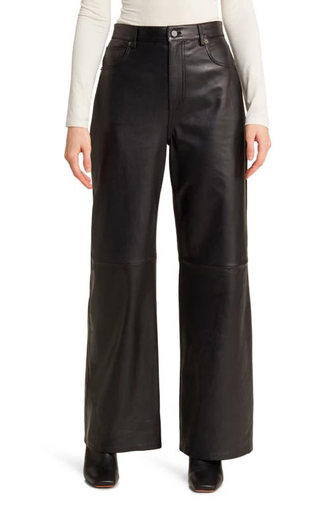 Reformation Veda Cary Wide Leg Leather Pants Black at Nordstrom,