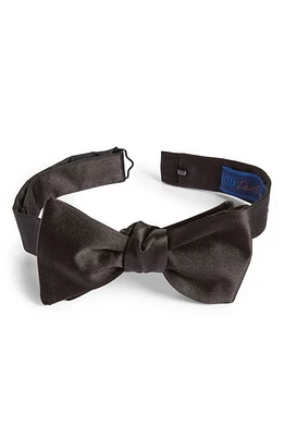 David Donahue Silk Bow Tie in Black Satin at Nordstrom, Size Regular