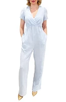 Emilia George Naomi Cotton Voile Maternity Jumpsuit Blue at Nordstrom,