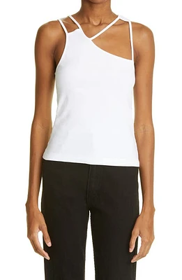 K. NGSLEY Gender Inclusive Fist Geometric Cutout Rib Tank White at Nordstrom,