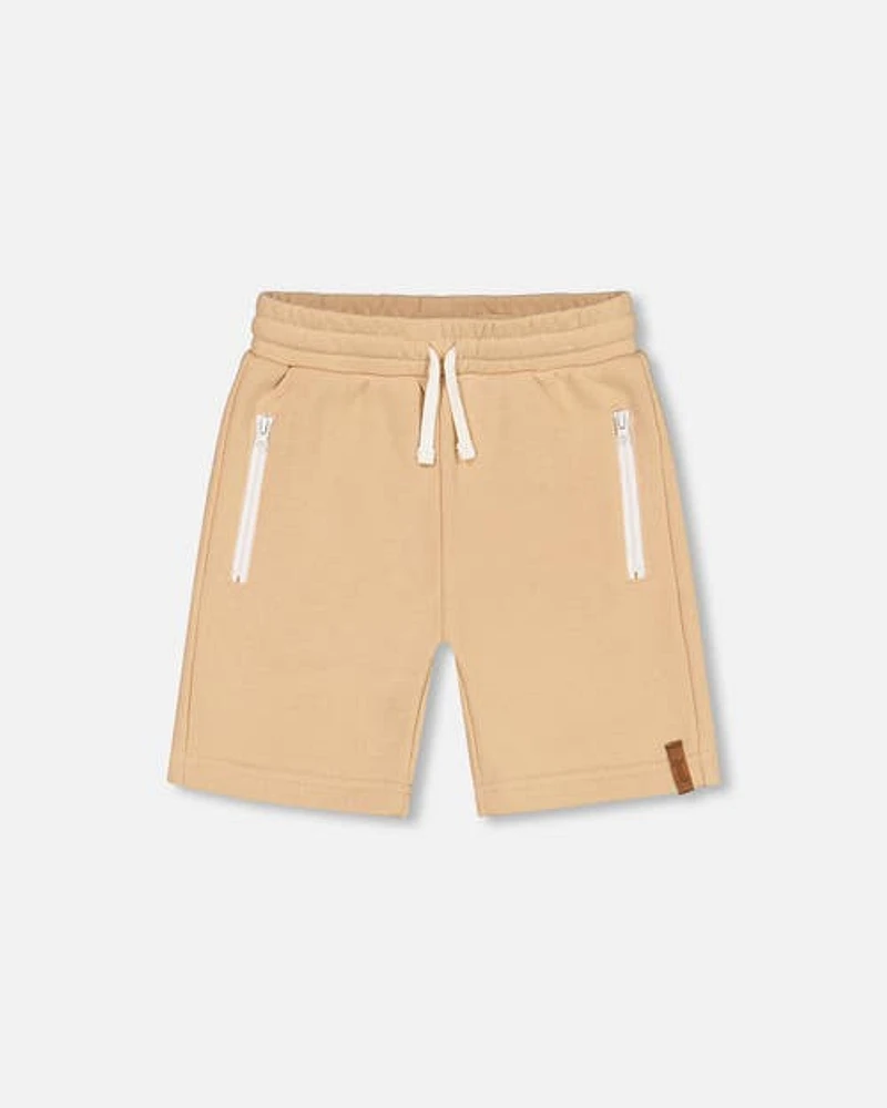 Deux Par Deux Boy's French Terry Short With Zipper Pockets Beige at Nordstrom