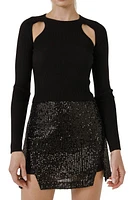 Endless Rose Double Cutout Long Sleeve Knit Top Black at Nordstrom,