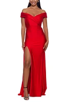 Xscape Evenings Off the Shoulder Jersey Column Gown in Red at Nordstrom, Size 4