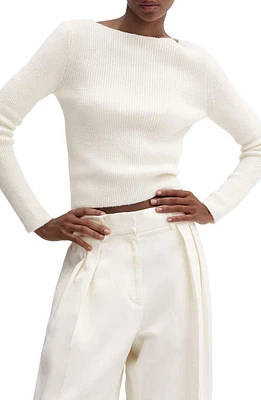 MANGO Boat Neck Rib Sweater in Ecru at Nordstrom, Size Large