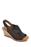 Rockport Briah Perforated Wedge Sandal - Wide Width Available Black Nbk at Nordstrom,