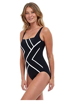 Gottex Mirage Square neck One Piece Black White at Nordstrom,