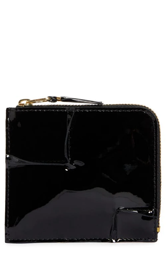 Comme des Garçons Wallets Patent Leather Half Zip Wallet in Black at Nordstrom