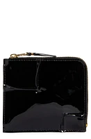 Comme des Garçons Wallets Patent Leather Half Zip Wallet in Black at Nordstrom