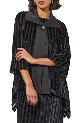 Ming Wang Metallic Stripe High-Low Jacket Black/Silver at Nordstrom,