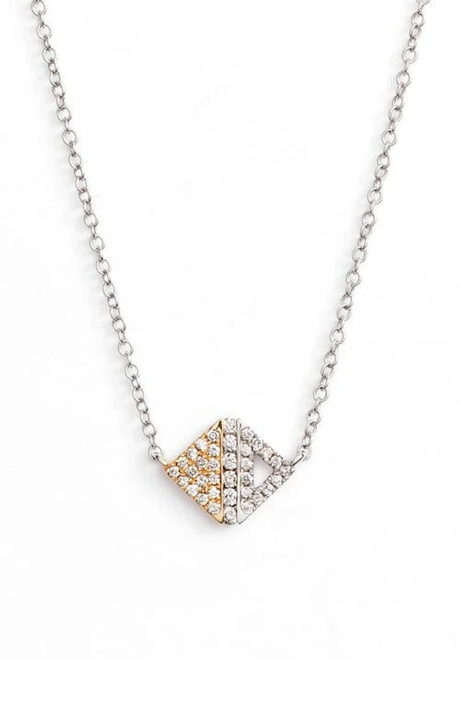 Bony Levy Diamond Pavé Triangle Pendant Necklace in White Gold/Yellow Gold at Nordstrom, Size 18 In