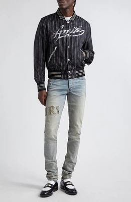 AMIRI Filigree Silk Bomber Jacket Black at Nordstrom,