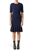 LK Bennett Annmarie Ribbed Sweater Dress Midnight at Nordstrom,