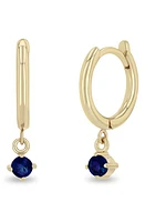 Zoë Chicco Blue Sapphire Drop Huggie Hoop Earrings in Yellow Gold at Nordstrom