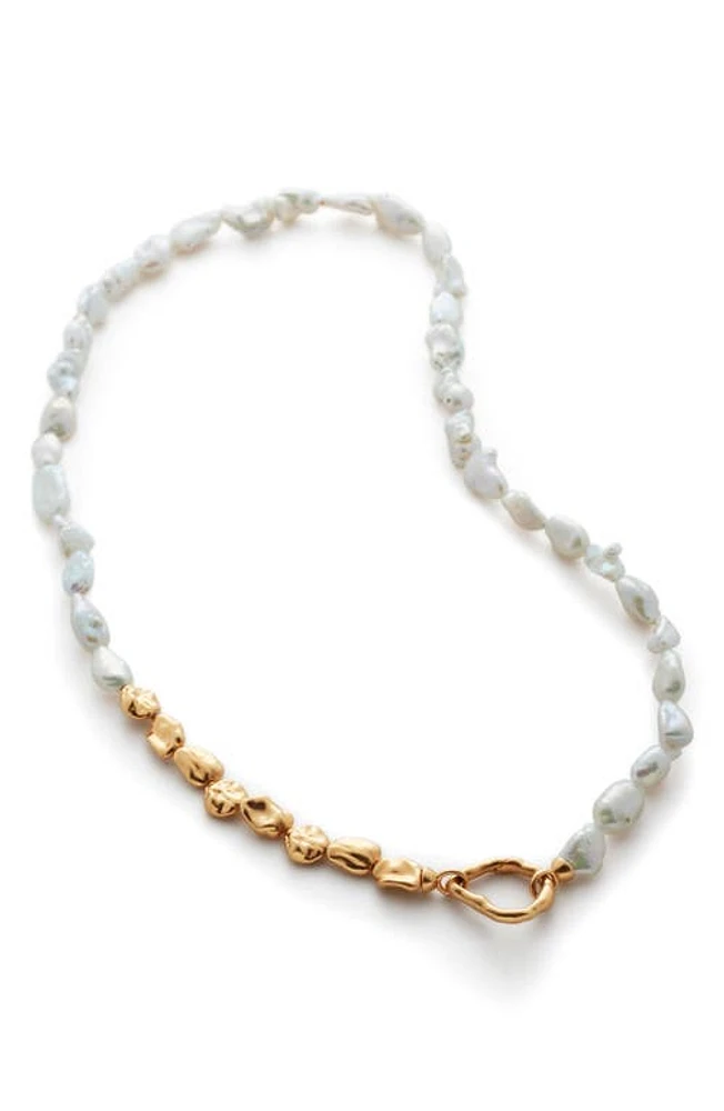 Monica Vinader Keshi Pearl Necklace in Gold/White at Nordstrom