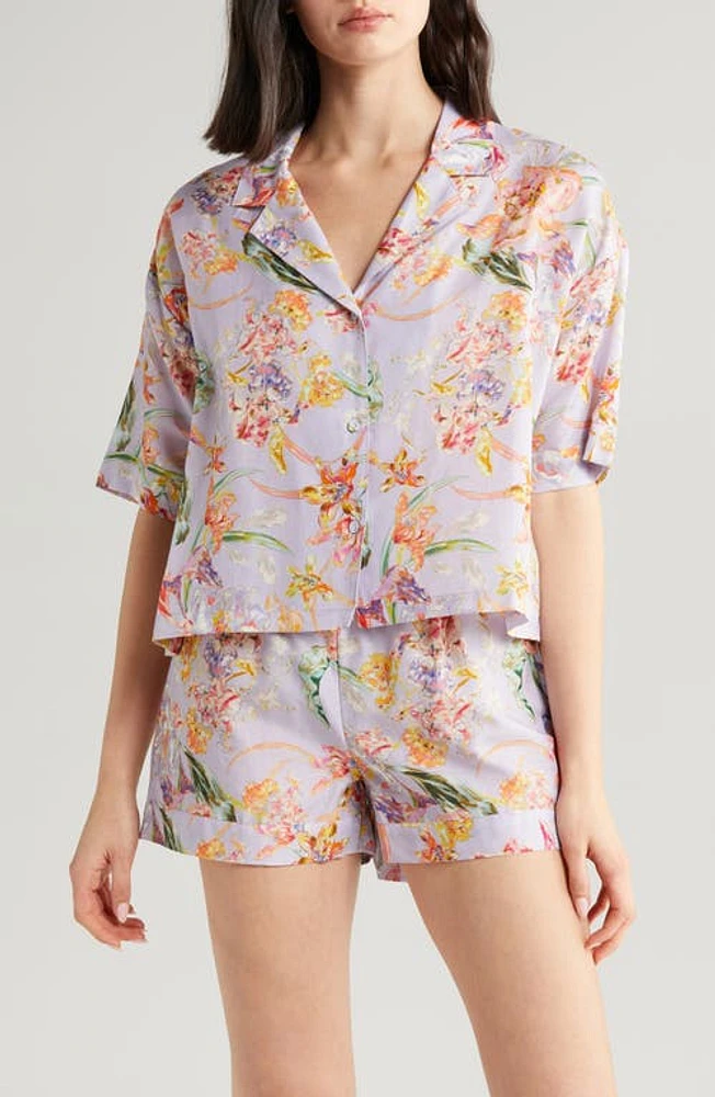 Papinelle Bailey Luxe Cotton & Silk Short Pajamas Misty Lilac at Nordstrom,