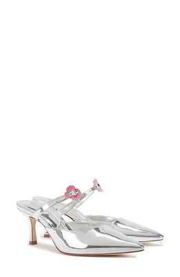 Larroudé Daisy Pointed Toe Mary Jane Mule Silver at Nordstrom,