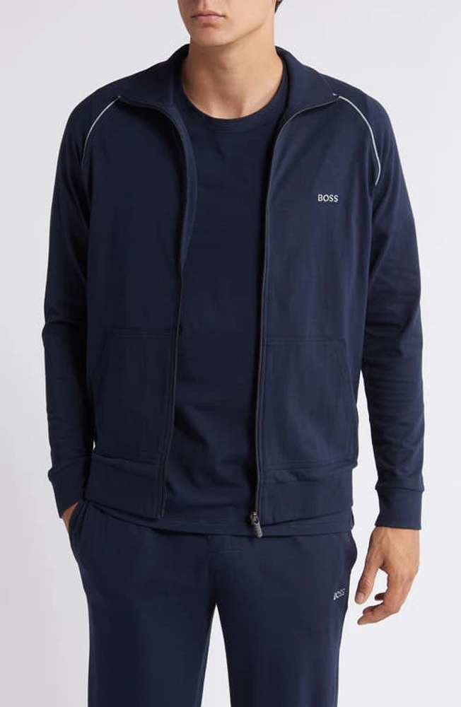 BOSS Mix Match Zip Jacket Dark Blue at Nordstrom,