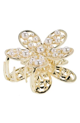 Tasha Imitation Pearl Flower Claw Clip in Gold at Nordstrom