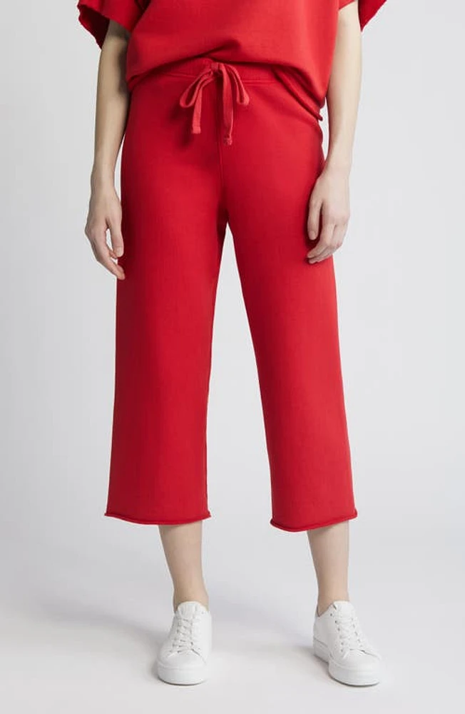 Frank & Eileen Catherine Crop Wide Leg Sweatpants Double Decker Red at Nordstrom,