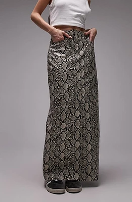 Topshop Faux Leather Maxi Skirt Black Multi at Nordstrom, Us