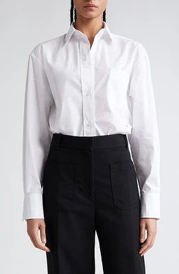 Victoria Beckham Oversize Cotton Poplin Button-Up Shirt White at Nordstrom, Us