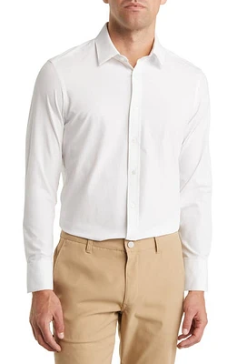 Mizzen+Main Leeward Solid Stretch Performance Button-Up Shirt White at Nordstrom,