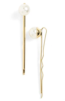 L. Erickson 'Little Pearl' Bobby Pins in Crystal Cream Pearl/Gold at Nordstrom