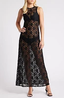 NASTY GAL Sheer Lace Maxi Dress Black at Nordstrom,