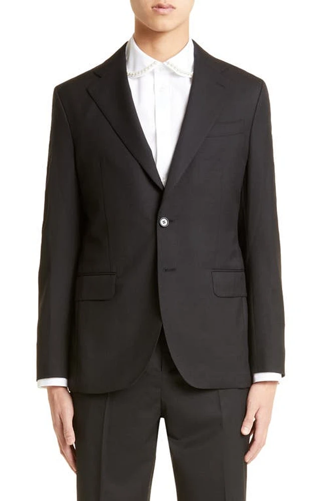 Simone Rocha Classic Tailoring Blazer with Daisy Detail Black /Pearl at Nordstrom,