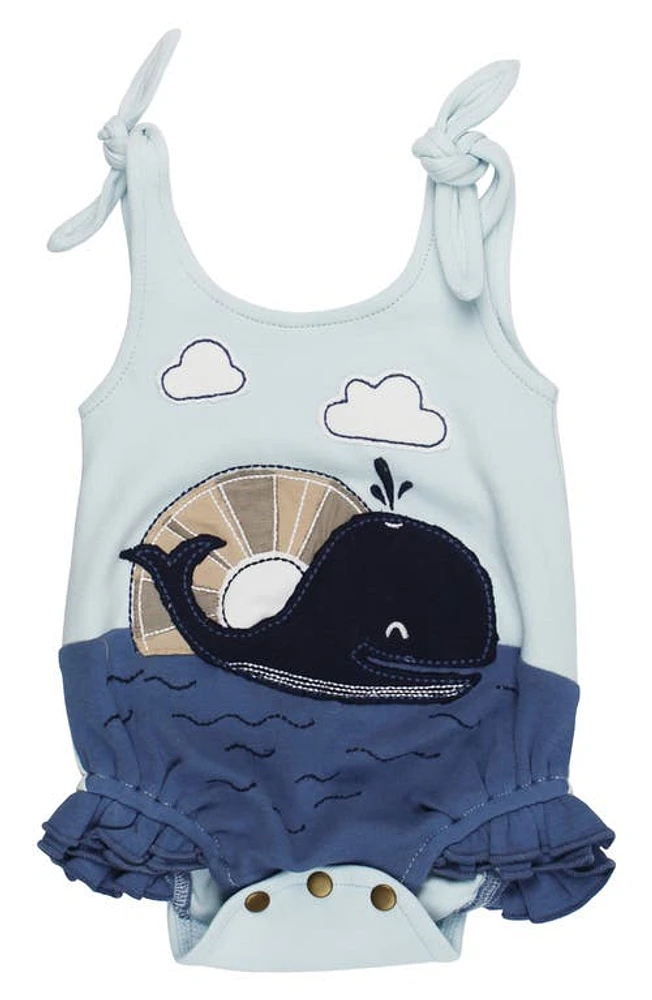 L'Ovedbaby Whale Appliqué Sleeveless Organic Cotton Bodysuit at Nordstrom,