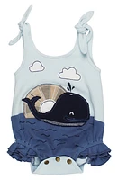 L'Ovedbaby Whale Appliqué Sleeveless Organic Cotton Bodysuit at Nordstrom,