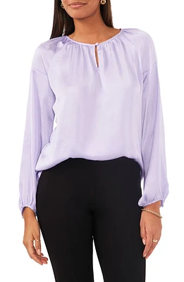 Chaus Keyhole Satin Peasant Blouse Lilac at Nordstrom,