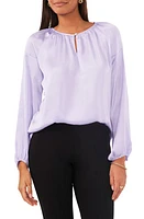 Chaus Keyhole Satin Peasant Blouse Lilac at Nordstrom,