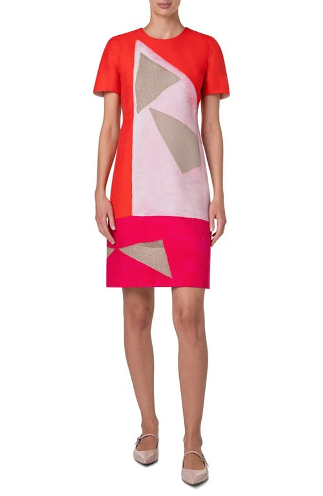 Akris Spectra Print Cotton & Silk Blend Double Face Dress Poppy-Multicolor at Nordstrom,