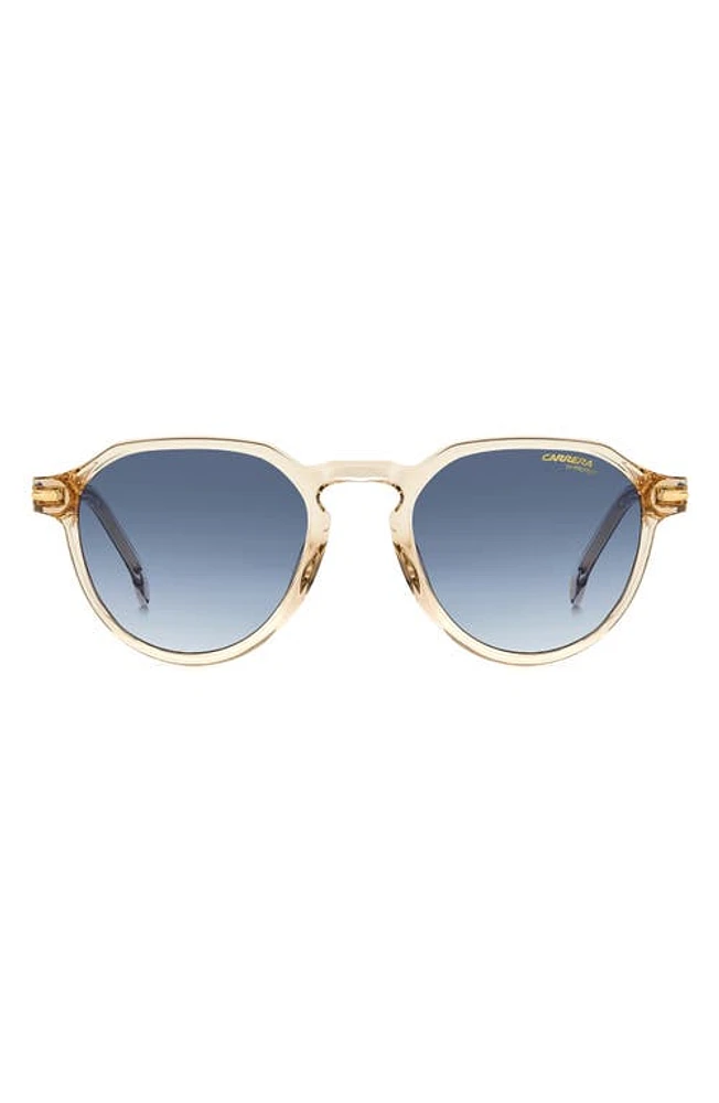 Carrera Eyewear 50mm Round Sunglasses in Beige/Blue Shaded at Nordstrom