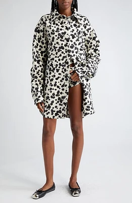 Area Dalmatian Denim Shirt Jacket Black/Off White at Nordstrom,