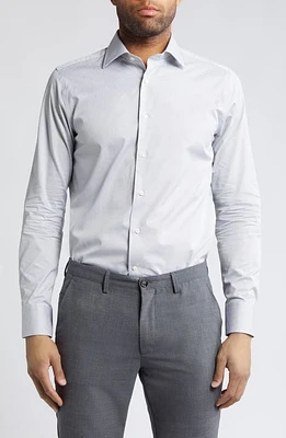 Canali Impeccabile Pattern Cotton Dress Shirt Grey at Nordstrom,