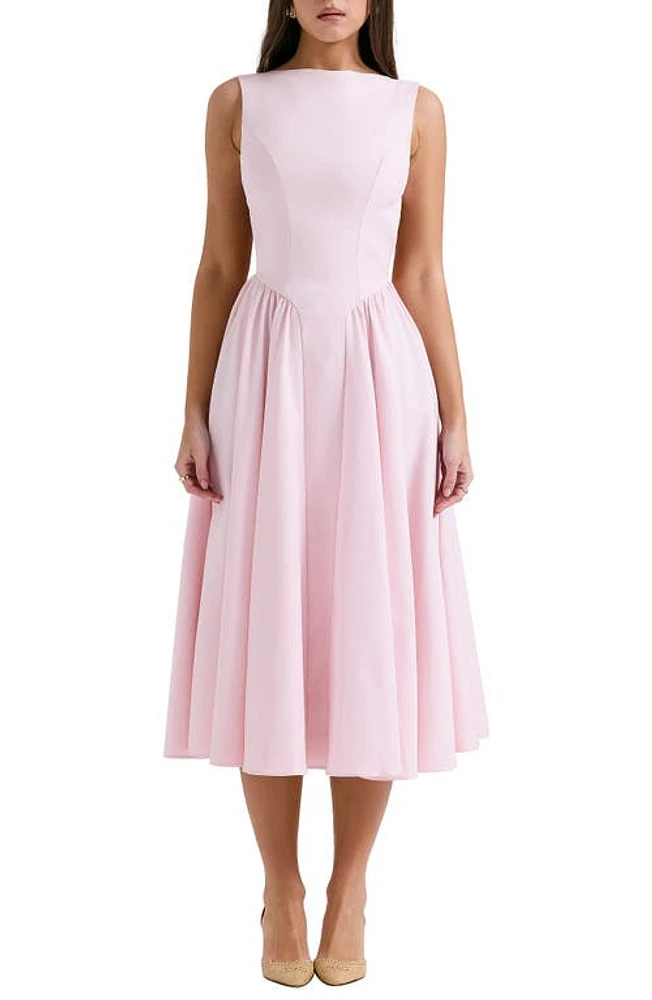 HOUSE OF CB Florentina Open Back Cocktail Midi Dress Pale Rosette at Nordstrom,