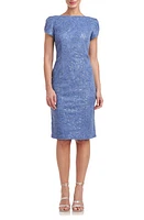 JS Collections Brie Sequin Tulip Sleeve Mesh Cocktail Dress in Deep Slate at Nordstrom, Size 12