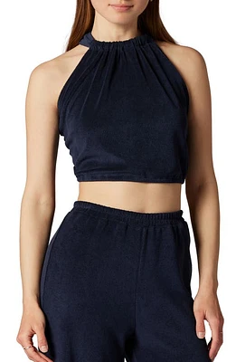 Joie Anika Tie Back Crop Halter Top in Peacoat at Nordstrom, Size X-Small