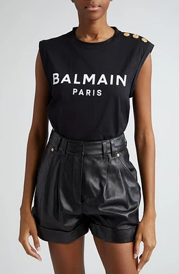 Balmain Cotton Logo Graphic Tank at Nordstrom,