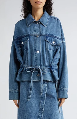 3.1 Phillip Lim Boxy Tie Waist Denim Jacket Blue at Nordstrom,