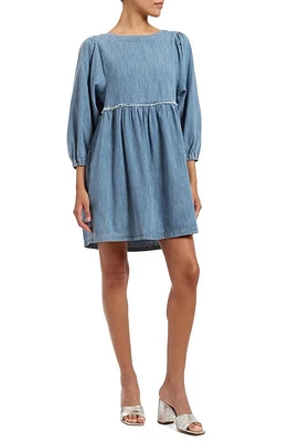 Mavi Jeans Dory Puff Sleeve Denim Minidress Mid Blue Light at Nordstrom,