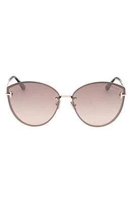 TOM FORD Evangeline 63mm Oversize Gradient Cat Eye Sunglasses in Shiny Rose Gold /Brown Gold at Nordstrom