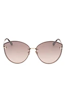 TOM FORD Evangeline 63mm Oversize Gradient Cat Eye Sunglasses in Shiny Rose Gold /Brown Gold at Nordstrom