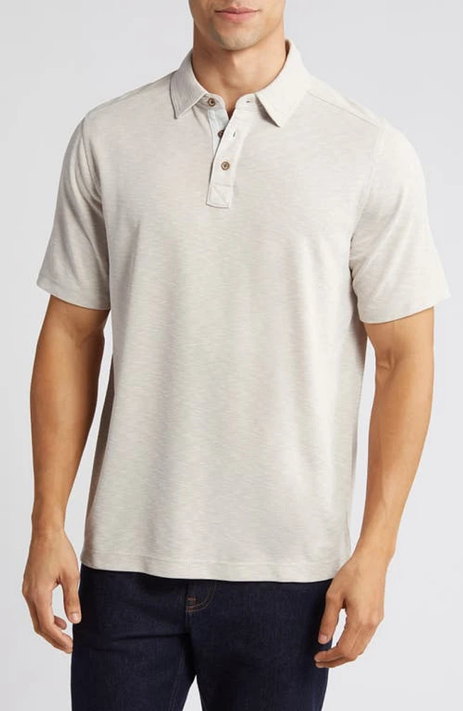 Johnston & Murphy Vintage Slub Jersey Polo Stone at Nordstrom,