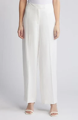 Anne Klein Linen Blend Wide Leg Pants in Bright White at Nordstrom, Size 10