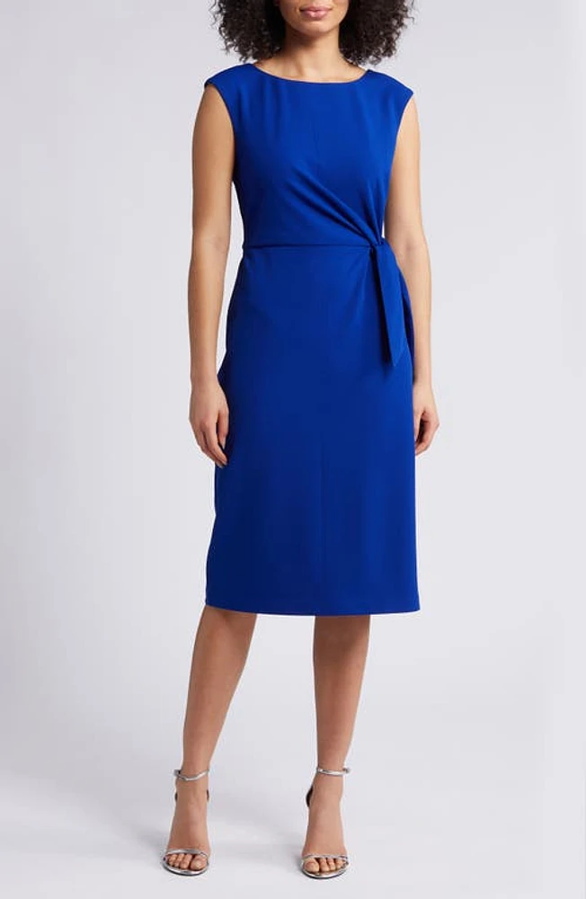 Tahari ASL Side Tie Crepe Sheath Dress Cobalt at Nordstrom,